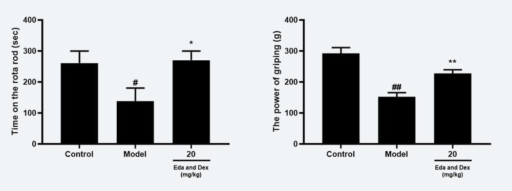 神经功效药效学考察：C 转棒滞留时间；；；；；；；D 抓握力（mean±SEM）.jpg